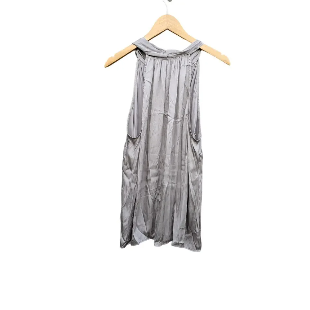 NWT Torrid Satin Silver Halter Tank Tie Front Blouse Plus Size 1X Work Office - Picture 2 of 4